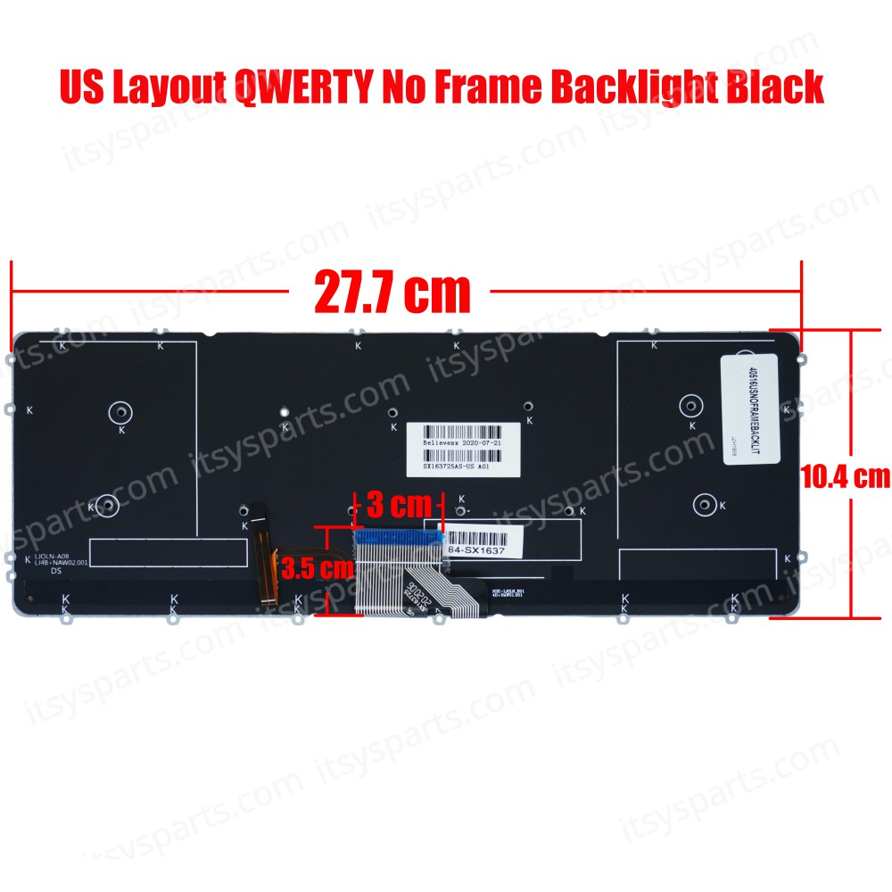 Laptop Keyboard for Dell XPS 15 9530 15-9530 Precision M3800 P31F WHYH8 0WHYH8 CN-0WHYH8 03H5CJ 3H5CJ V143725AS1 US No Frame Backlight Βlack ( SKU.40516USNOFRAMEBACKLIT )