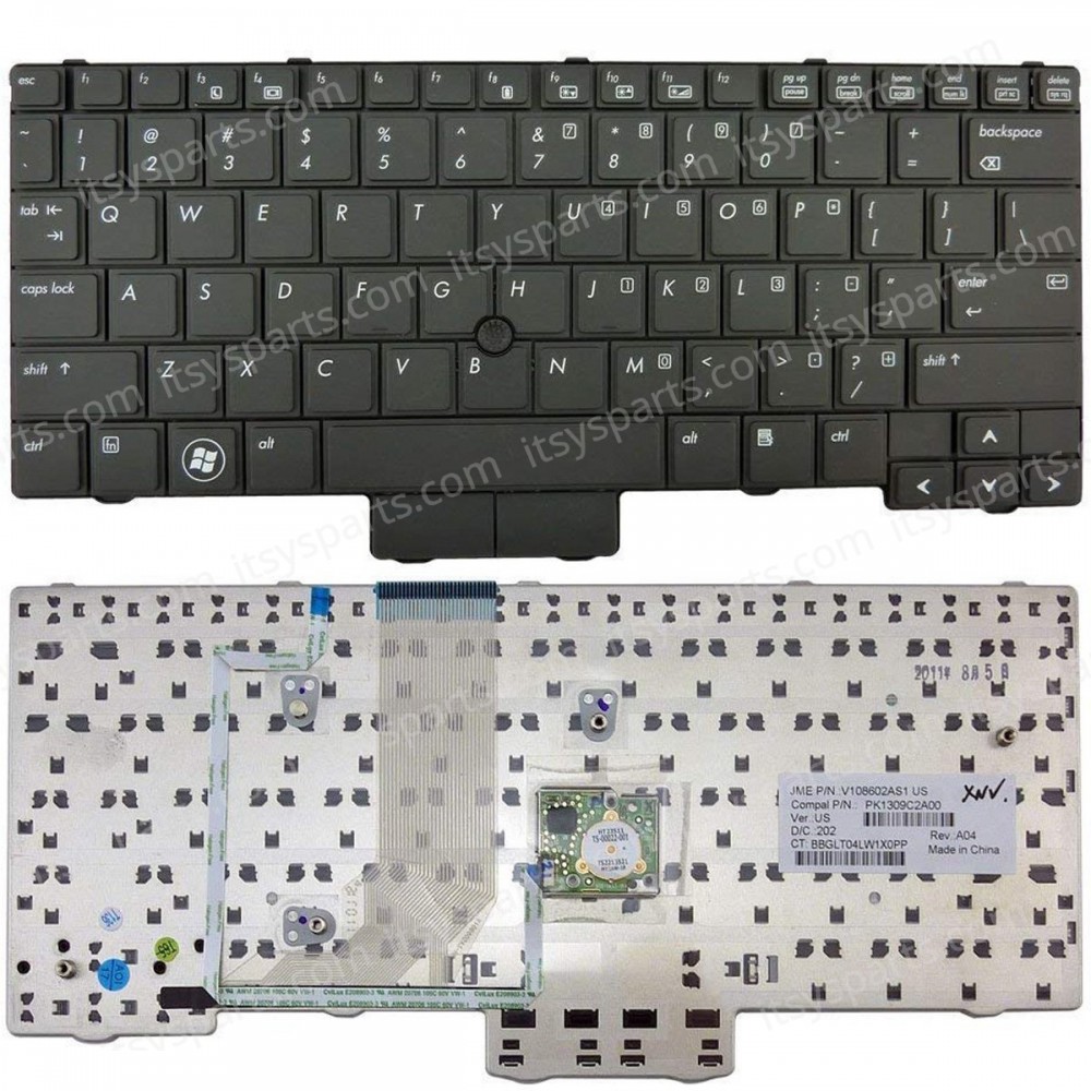 Keyboard Laptop Keyboard HP EliteBook 2540p 598790-001 V108602AS1 PK1309C2A00 US Black (40518US)