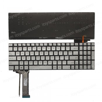 Laptop Keyboard - Keyboard for Asus N751 N751J N751JK N751JX N552VW N552VX N551J NSK-UPPBC 0L US Silver With Backlight (Ref. 40422USNOFRAMEBACKLIT)