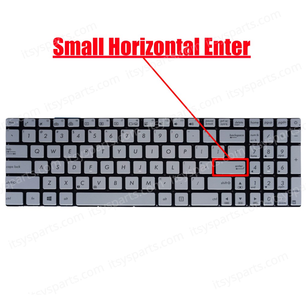 Laptop Keyboard - Keyboard for Asus N751 N751J N751JK N751JX N552VW N552VX N551J NSK-UPPBC 0L US Silver With Backlight (Ref. 40422USNOFRAMEBACKLIT)