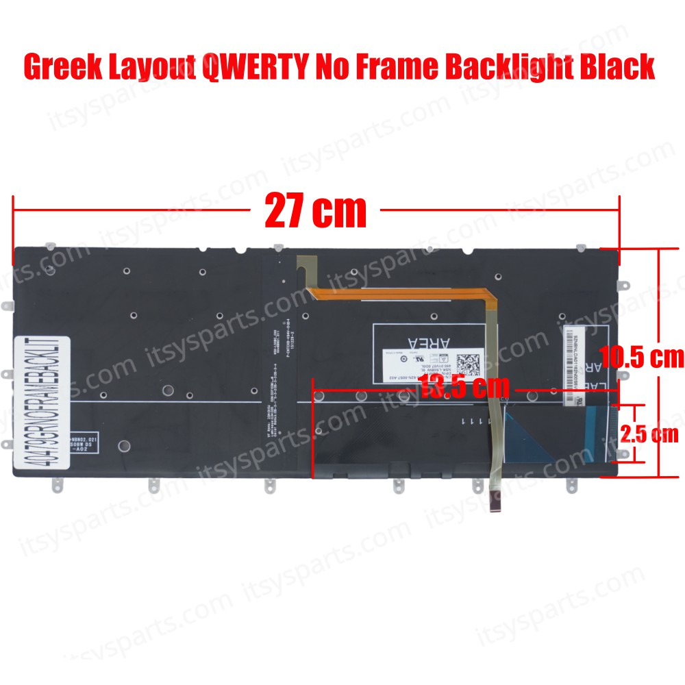 Keyboard - Keyboard Laptop DELL Inspiron 13 7386-2722 (Ref.40479GRNOFRAMEBACKLIT)