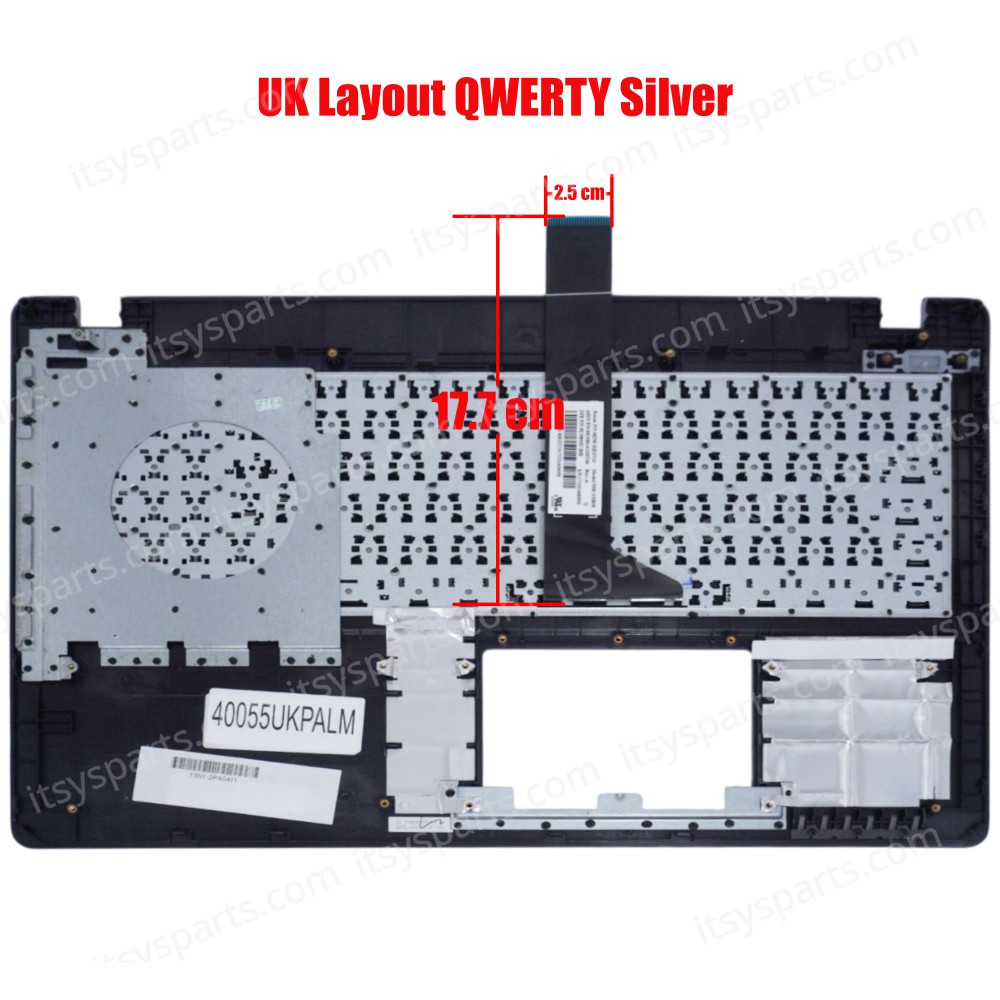 Keyboard for Laptop ASUS X550 X552 X550ZE X550CA X550JD X550CC X550VC Silver 90NB00T1-R31UK0 OEM (Ref. 40055UKPALM)