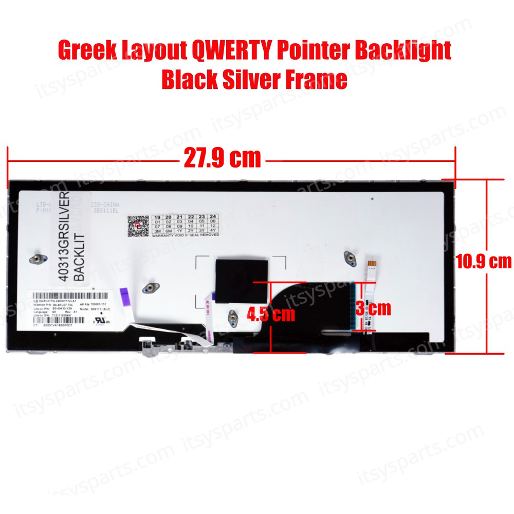 Keyboard Greek-Greek Laptop Keyboard HP EliteBook 2170p 2170 90.4RL07.I0S 677598-07107.E2M 677599-211 705614-BB1 700681-BB1 693363-BB1 with pointer GR Silver Backlight (Ref.40313GRSILVERBACKLIT)