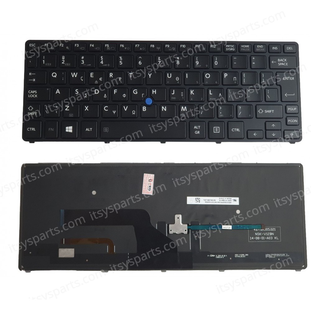 Greek Laptop Keyboard for Toshiba Portege Z20T-B Z20T-B2110 Z20T-B2111 Z20T-B2112 G83C000FR3GK 9Z.NAJBN.20L NSK-V12BN GR Backlight Pointer Black ( SKU.40590GRBACKLIT )