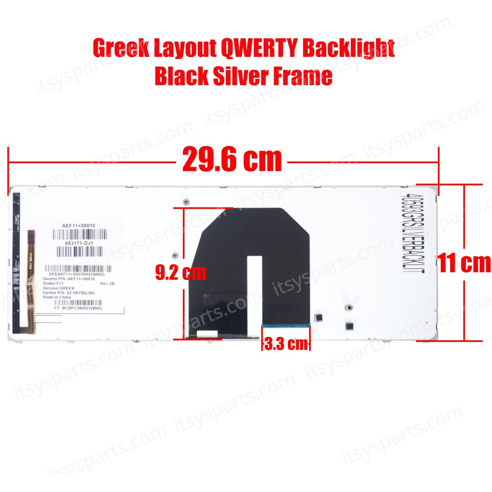 Keyboard Greek-Greek Laptop Keyboard HP ProBook 5330 5330M Series aef11d00010 650377-001 9z.n6tbq.00w bcbet3bm21n08z (Code 40593GRSILVERBACKLIT)