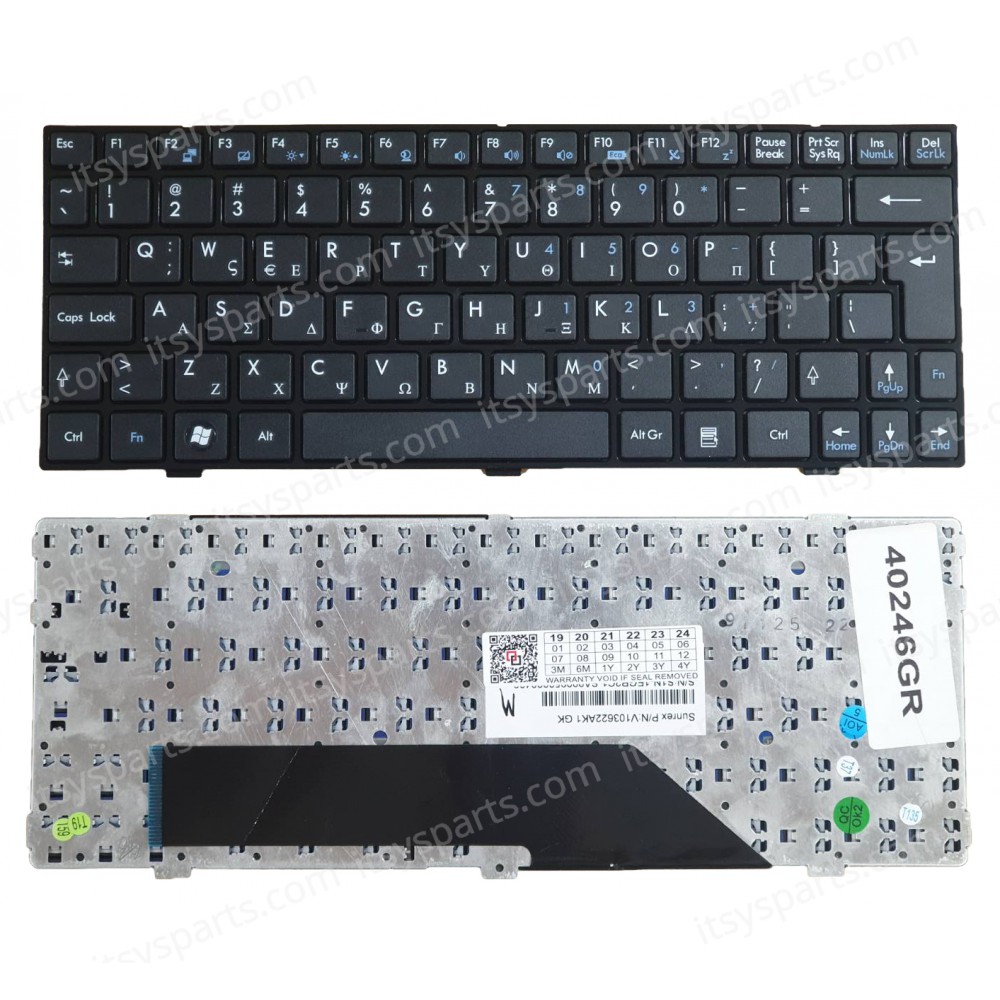 Greek Keyboard  MSI WIND U135  U135DX U160DX V103622AS1 S1N-1EUK341-SA0 V103622AK1 Notebook Uk Layout with Frame (Ref.40246GR)