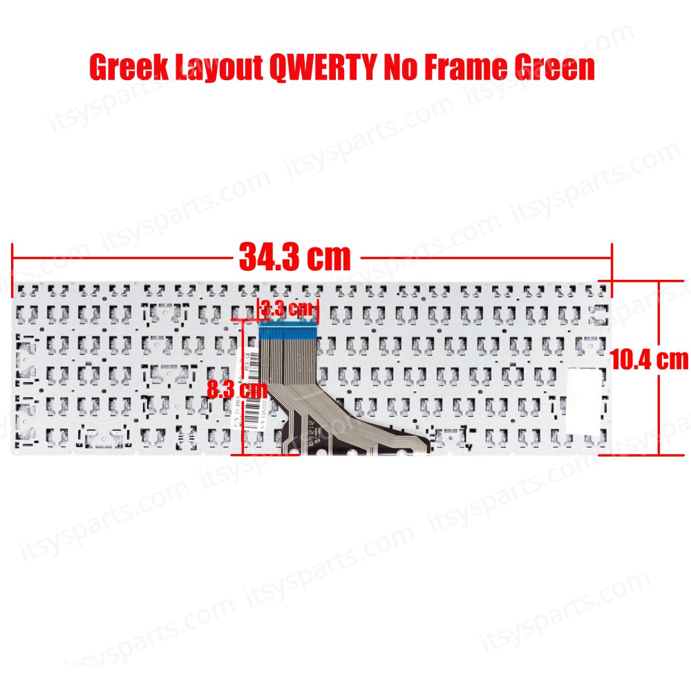 Keyboard Laptop HP 250 G7 255 G7 15-DA 15-DB 9Z.NEZSC.40U 6MP21ES#ABU 9Z.NEZSC.401 PK1329l1C00 TPN-C135 17-por TPN-C136 250 G7/255 G7/256 G7 7J1880 L20386-001 GREEK No Frame Layout keyboard (Ref.40549GRGREEN)