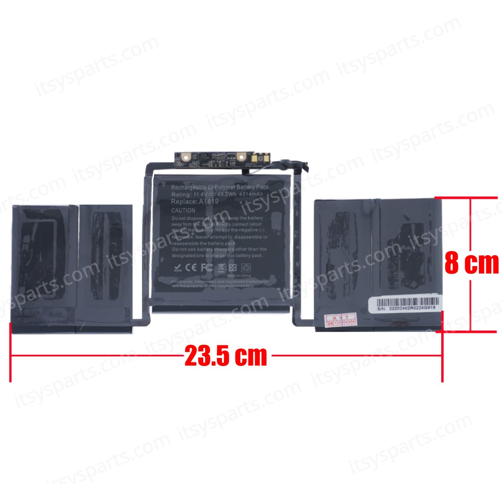 Laptop Battery - Battery for Apple MacBook Pro A1706 A1819 020-01705 4160mAh 11.4V OEM (Ref.-1-BAT0224)