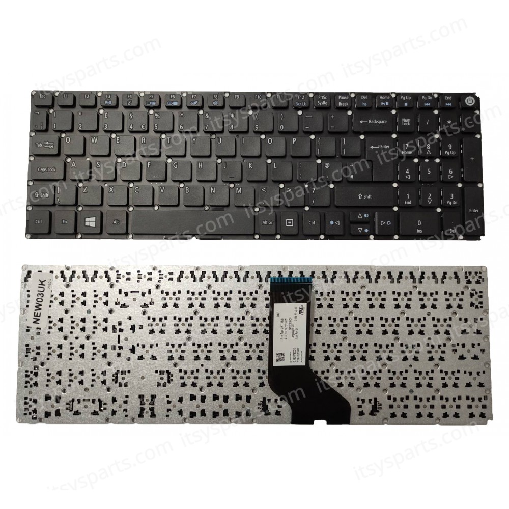 Keyboard Laptop - Keyboard for Laptop Acer Aspire E5-520 E5-532 E5-550 E5-573 E5-570 E5-722 E5-770 F5-521 F5-571 F5-570 K50-10 V3-574 V3-575 V5-591 VN7-572 VN7-792 TravelMate P257 P258 P277 P278 (Ref. 40411UK)
