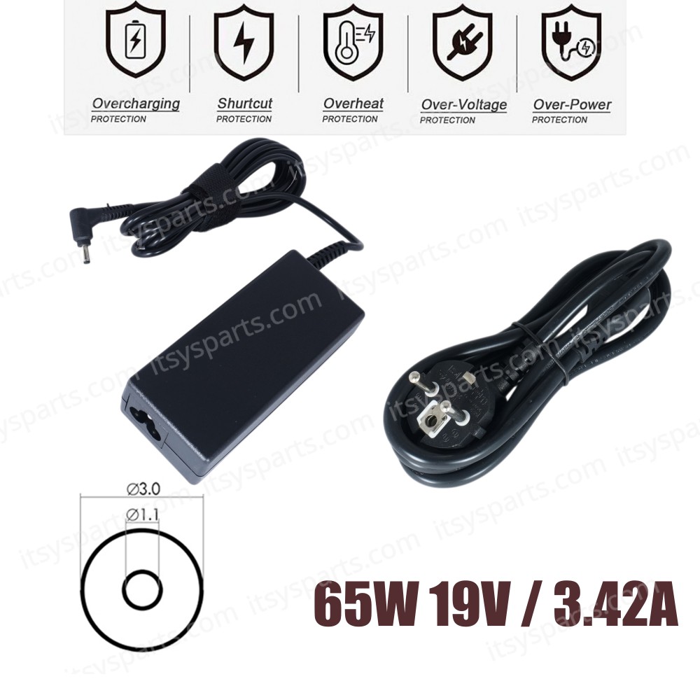 Laptop Power Supply - AC Adapter Charger Acer 19V 3.42A 65W A13-045N2A ADP-45HE B N15Q8 N15Q9 PA-1450-26 PA-1650-26 PA-1650-80 PA-1650-80AW Laptop Notebook Charger - OEM (Code 60131BLACK)