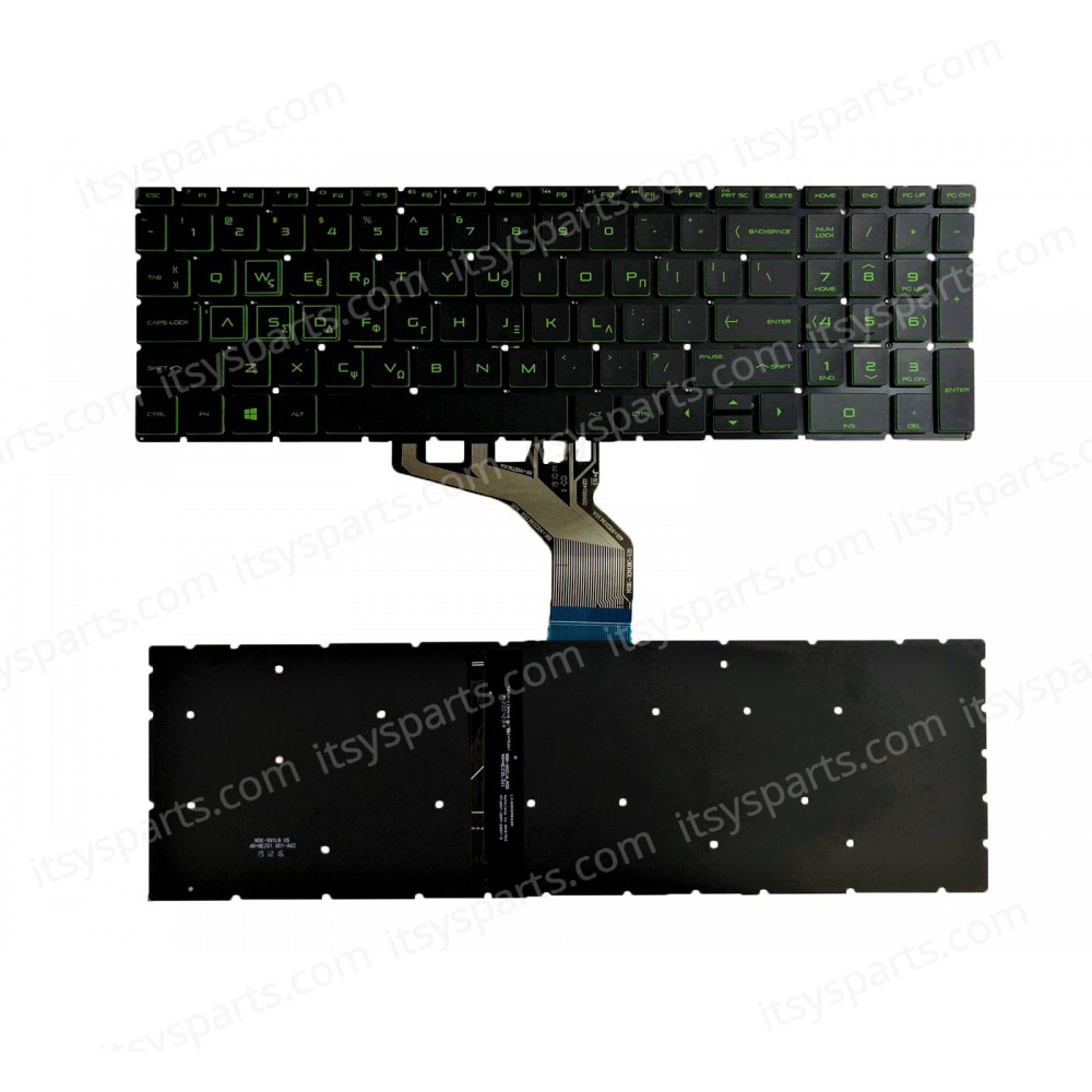 Keyboard Laptop HP 250 G7 255 G7 15-DA 15-DB 9Z.NEZSC.40U 6MP21ES#ABU 9Z.NEZSC.401 PK1329l1C00 TPN-C135 17-por TPN-C136 250 G7/255 G7/256 G7 7J1880 L20386-001 GREEK No Frame Layout keyboard OEM (Ref.40549GRGREENBACKLIT)