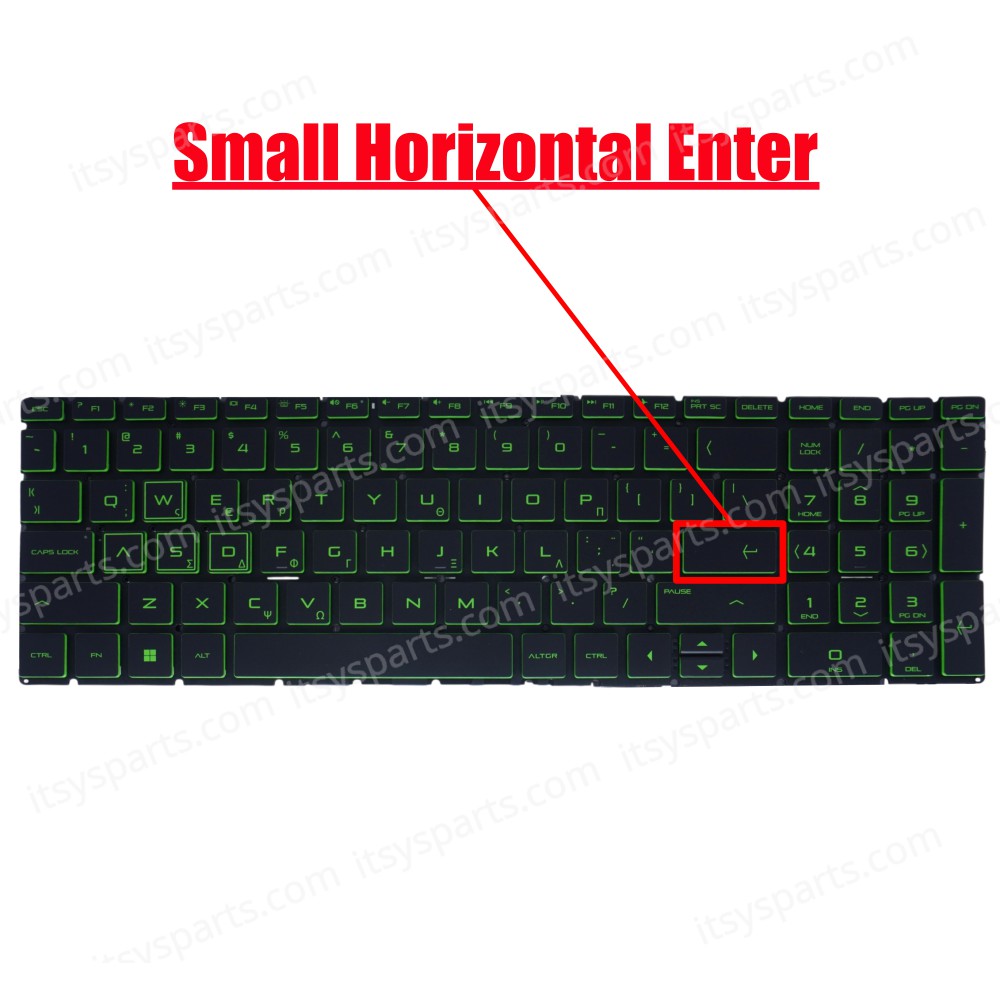 Keyboard Laptop HP 250 G7 255 G7 15-DA 15-DB 9Z.NEZSC.40U 6MP21ES#ABU 9Z.NEZSC.401 PK1329l1C00 TPN-C135 17-por TPN-C136 250 G7/255 G7/256 G7 7J1880 L20386-001 GREEK No Frame Layout keyboard OEM (Ref.40549GRGREENBACKLIT)