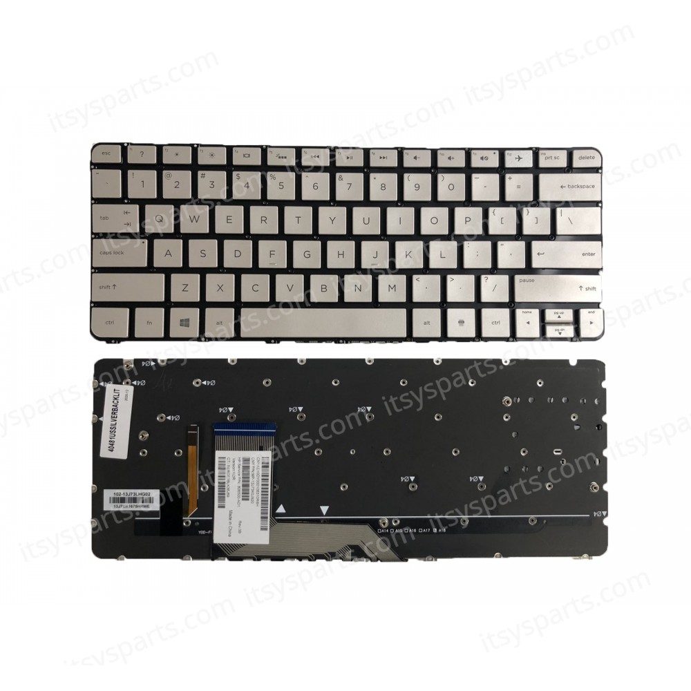 Keyboard Laptop Hp Spectre Pro x360 G1 Hp Spectre x360 13-4021CA Spectre x360 13-4105na Spectre x360 13-4107la 834589-001 Spectre x360 13-4013nb Spectre x360 13-4101nl OEM (Ref.40481USSILVERACKLIT)