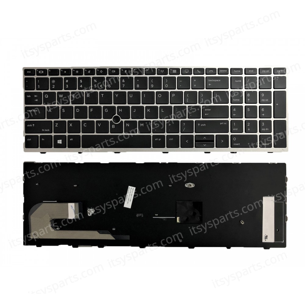 Laptop Keyboard for HP ZBook 15U G5 G6 L17970-001 EliteBook 755 850 855 G5 G6 L14366-001 US Pointer Black with Silver Frame ( SKU.40608USPOINTER )
