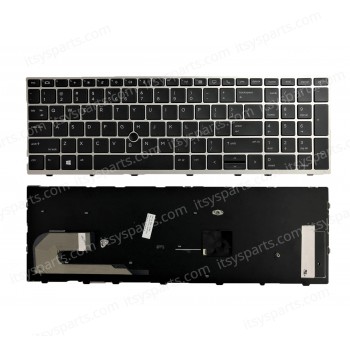 Laptop Keyboard for HP ZBook 15U G5 G6 L17970-001 EliteBook 755 850 855 G5 G6 L14366-001 US Pointer Black with Silver Frame ( SKU.40608USPOINTER )