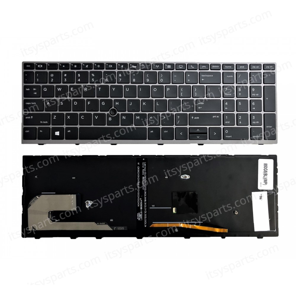Laptop Keyboard for HP ZBook 15U G5 G6 L17970-001 EliteBook 755 850 855 G5 G6 L14366-001 US Pointer Backlight Black with Silver Frame ( SKU.40608USPOINTERBACKLIT )