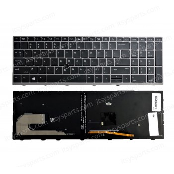 Laptop Keyboard for HP ZBook 15U G5 G6 L17970-001 EliteBook 755 850 855 G5 G6 L14366-001 US Pointer Backlight Black with Silver Frame ( SKU.40608USPOINTERBACKLIT )