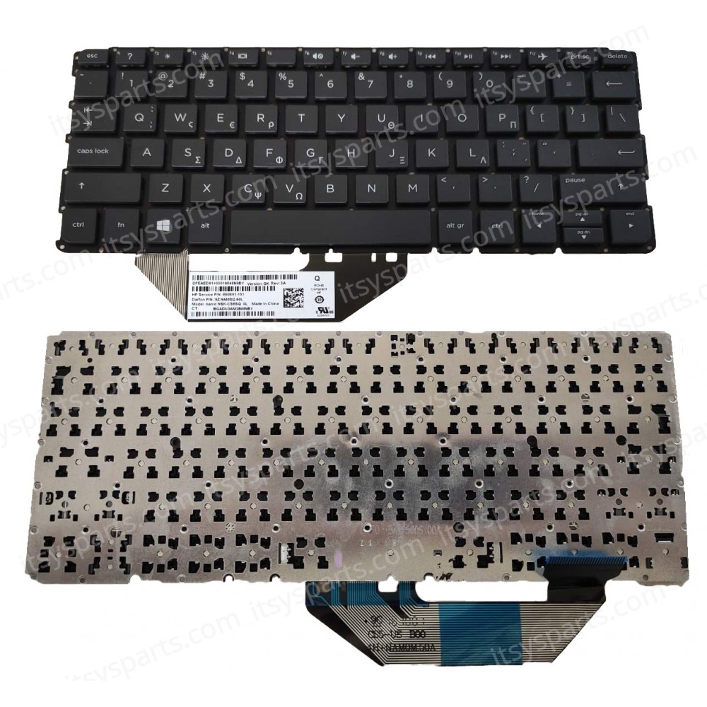 Keyboard Greek Laptop - Greek Keyboard for HP X2 Detachable 10-P0 GREEK Black Laptop Keyboard NSK-CS6SQ 860891-001 (SKU.40614GR)