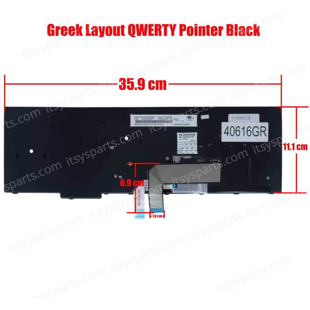 Keyboard Greek Laptop - Greek Keyboard for Lenovo Thinkpad E555 E550 E560 series Black GREEK (Ref. 40616GR)