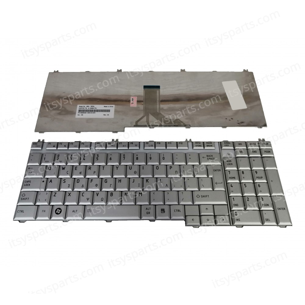 Greek Laptop Keyboard for Toshiba Satellite Pro P200 P200D P205 P200-10C P200-16V X200 X205 L500 L505D PK130260140 GR Silver ( SKU.40620GRSILVER )