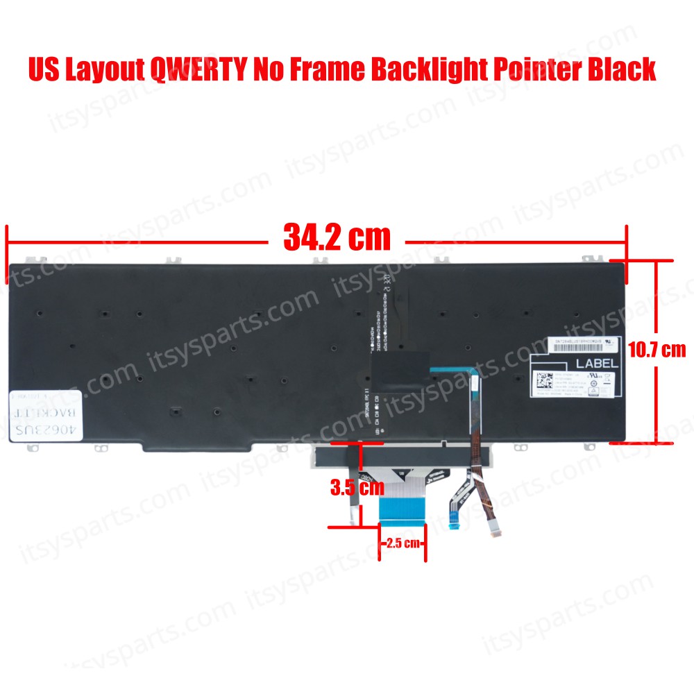 Laptop Keyboard for Dell Latitude 5500 5501 5510 0MMH7V-DFH00 0MMH7V NSK-EX0BC PK132FA1B00 US No Frame Backlight Pointer Black ( SKU.40623USBACKLIT )