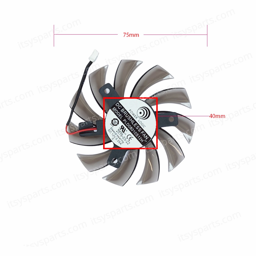 Fan - GPU Cooling Fan for Asus GTX460 GTX470 GTX570 GTX580 GTX670 T128010SM 75MM 40MM OEM(Ref. 80823)
