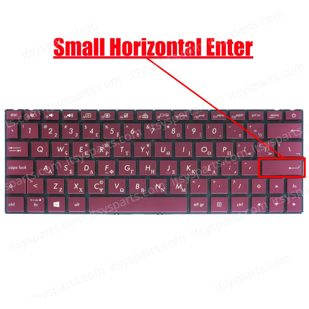 Laptop Keyboard Asus ZenBook UX333 UX333FA UX333FN Greek version Keyboard Backlit Red 0KNB0-1628US00 OEM (Ref. 40628GRREDBACKLIT)
