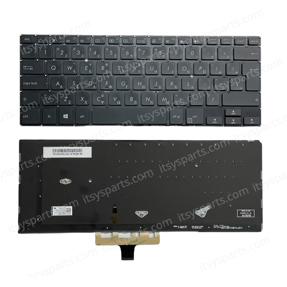 Greek Laptop Keyboard for Asus ZenBook Flip 14 UX461U UX461UA UX461UN UX461FA UX461UA-DS51T 90NB0GD1-R30080 13NB0GD0P02011 GR No Frame Backlight Black ( SKU.40629GRBACKLIT )