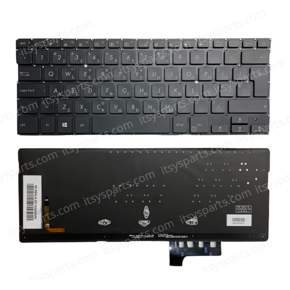 Greek Laptop Keyboard for ASUS UX331 UX331U UX331UA UX331UAL UX331UN UX3311F UX331FA GR Backlit OEM (SKU. 40630GRBACKLIT)