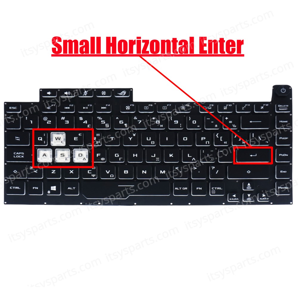 Laptop Keyboard Asus G531G G531GT G531GV G531GW G531GU G531GD Series Keyboard Greek version Backlit White keys OEM (Ref. 40633GRWHKEYSBACKLIT)