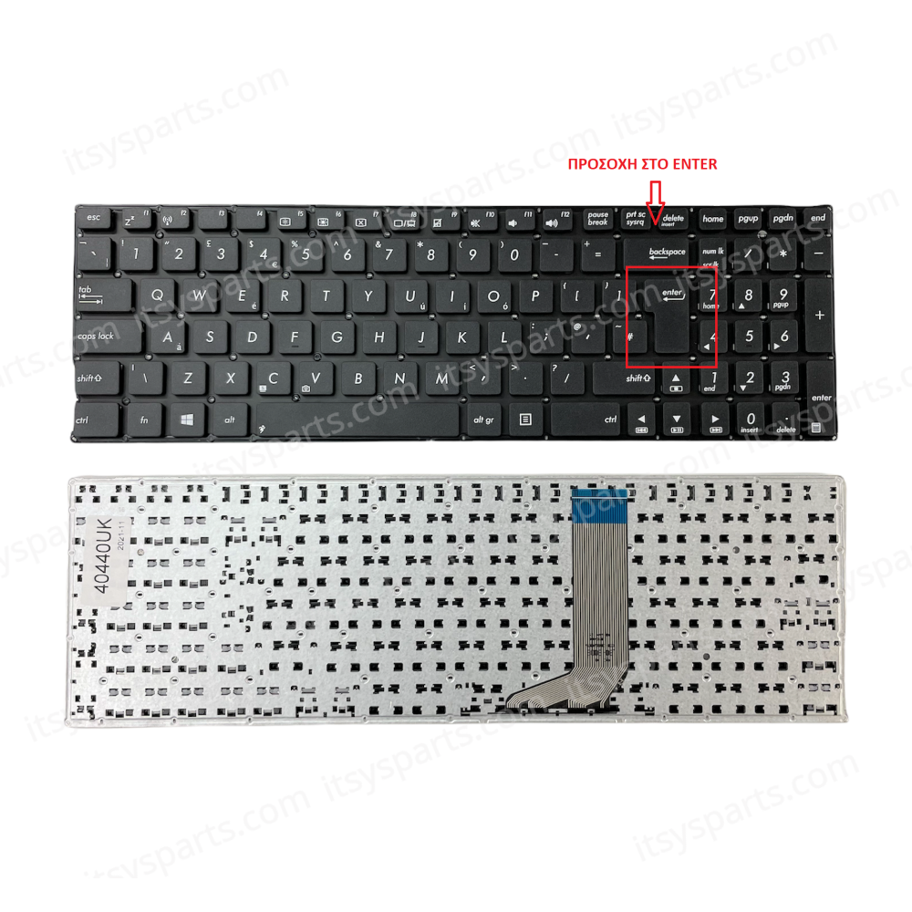 Laptop Keyboard for Asus X556 X556L X556U X556UA X556UB X556UF X556UJ X556UQ X556UR X556UV A556UV 9Z.N8SSQ.001 OKNBO-6122US0Q AEXJB00110 UK No Frame Black ( SKU.40440UK) 