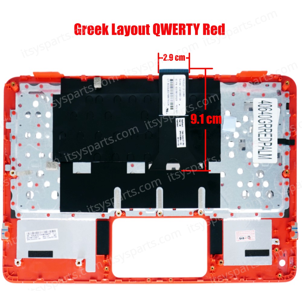 Keyboard Laptop HP Probook x360 11 G1 G2 Red Palmrest with greek Keyboard 6070B1118401 918554-001 6070B1118402 OEM (Ref. 40640GRREDPALM)