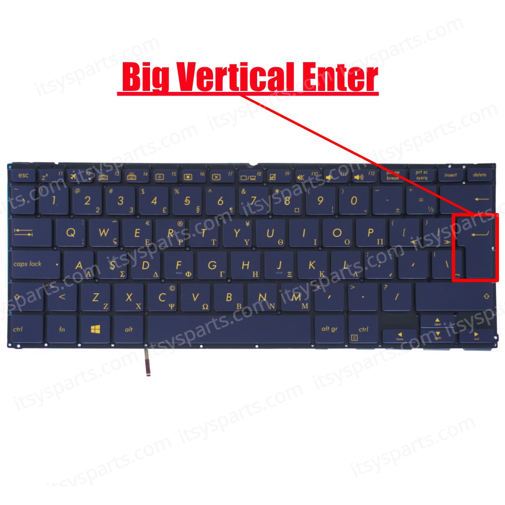 Laptop Keyboard ASUS ZenBook Flip S UX370 UX370UA UX370UAF UX370UAR Q325UA Laptop Greek backlit Dark blue OEM (Ref.40644GRBLUEBACKL)