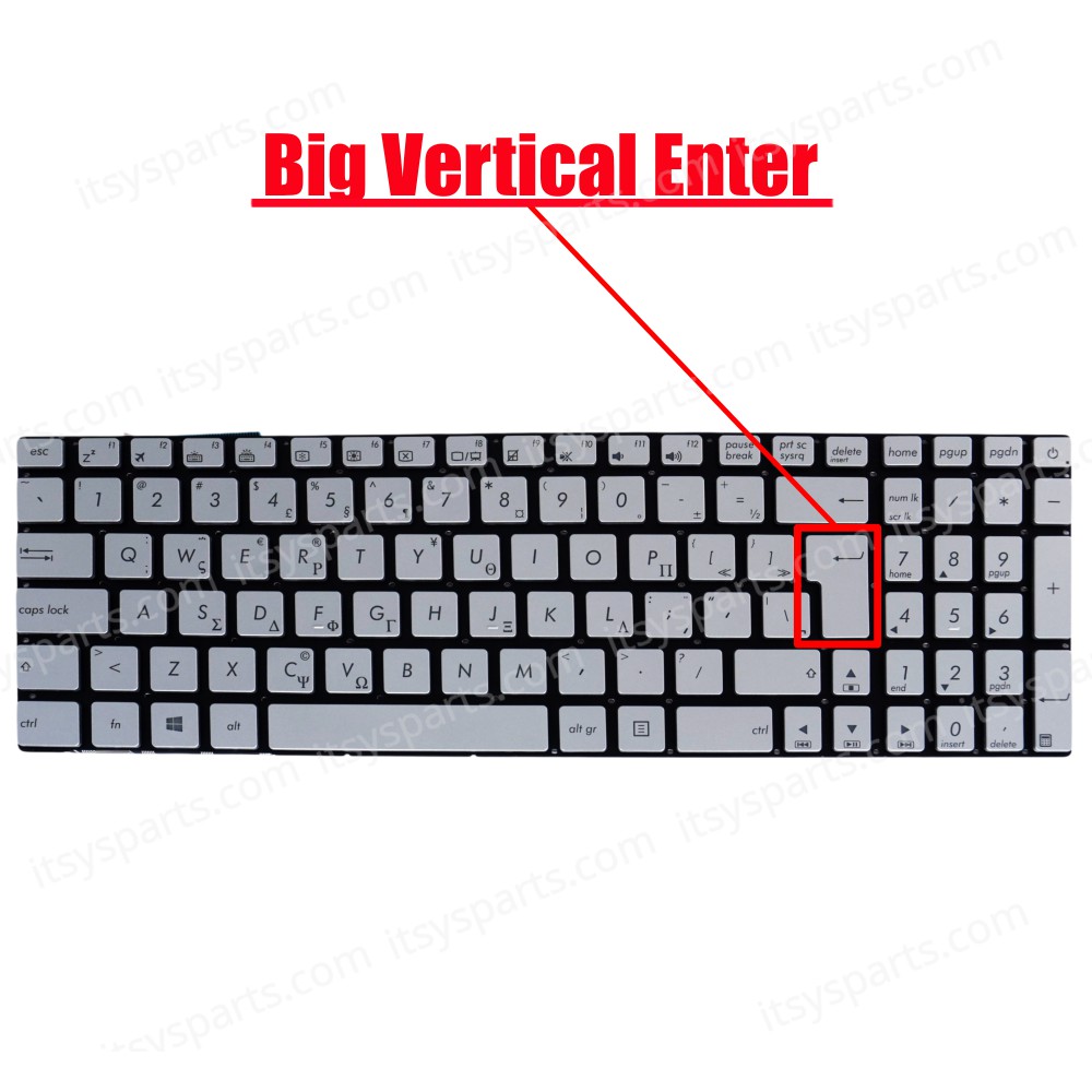 Greek Keyboard for ASUS G551 N551JK N551JM N551JQ N551ZU G741 G551JK G551JM G551JW G551JX N551 N551J N551J N551JB N551JW G741JX G741JW(Ref. 40422GRBIGENTERBACKL)