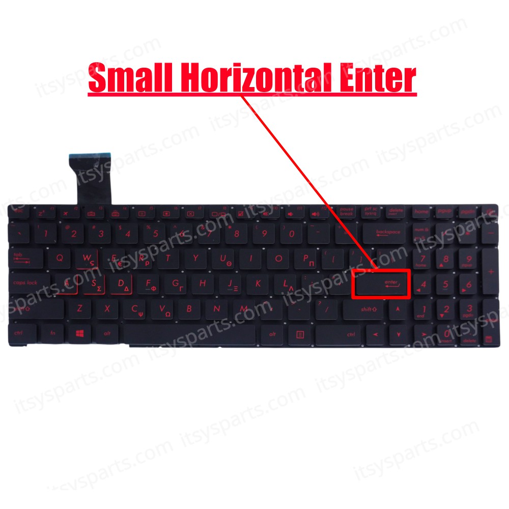 Laptop Keyboard - Keyboard for ASUS G551 N551JK N551JM N551JQ N551ZU G741 G551JK G551JM G551JW G551JX N551 N551J N551JB N551JW GR US ENTER RED BACKLIT (Ref. 40422GRUSENTBARD)