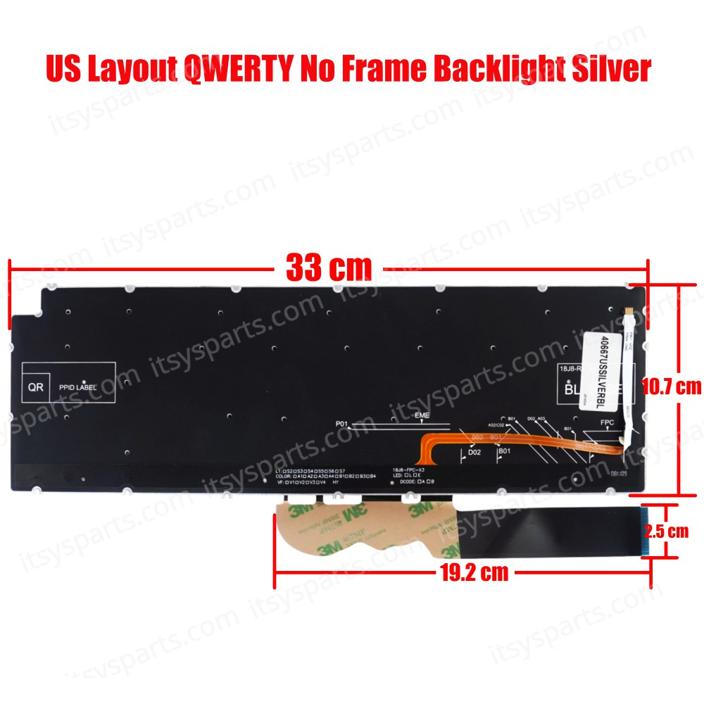 Laptop Keyboard - Keyboard for Dell Inspiron 15 3505 7590 7591 5584 7791 5590 5593 7706 2-in-1 CN 0GMXMJ 0KN4-0L3US12 0KN4-0L3US13 OEM (SKU. 40667USSILVERBL)