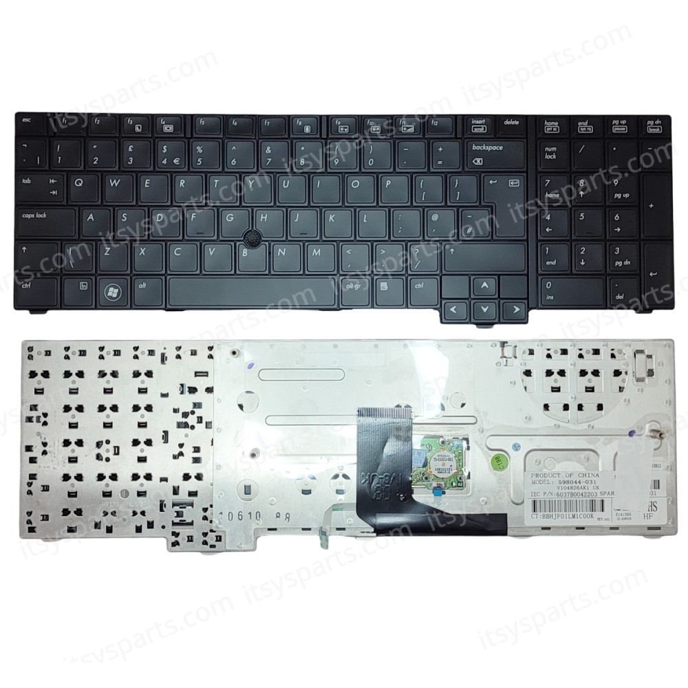 Laptop Keyboard - Keyboard for HP ELITEBOOK 8740 8740W 8740P BLACK 597582-031 598044-031 OEM (Ref. 40669UK)