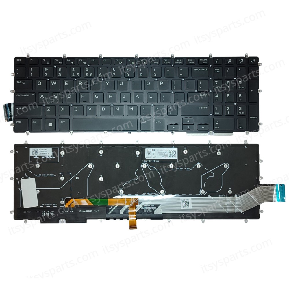 Laptop Keyboard for Dell Alienware M17 R1 M15 2019 M17 R2 M17 R3 01PGHR 0KN4-0D1UI12 US No Frame Backlight Βlack ( SKU.40671USBACKLIT )