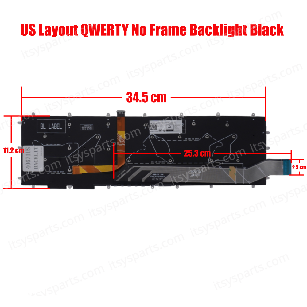Laptop Keyboard for Dell Alienware M17 R1 M15 2019 M17 R2 M17 R3 01PGHR 0KN4-0D1UI12 US No Frame Backlight Βlack ( SKU.40671USBACKLIT )