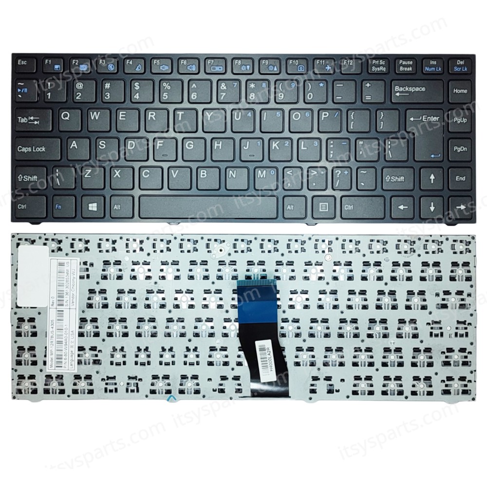 Laptop Keyboard - Keyboard for Turbo-X CLEVO W940 W940SU MP-12R73US-4305 6-80-W94A0-010-1 MP-12R7300-4305 OEM (Ref. 40677UK)