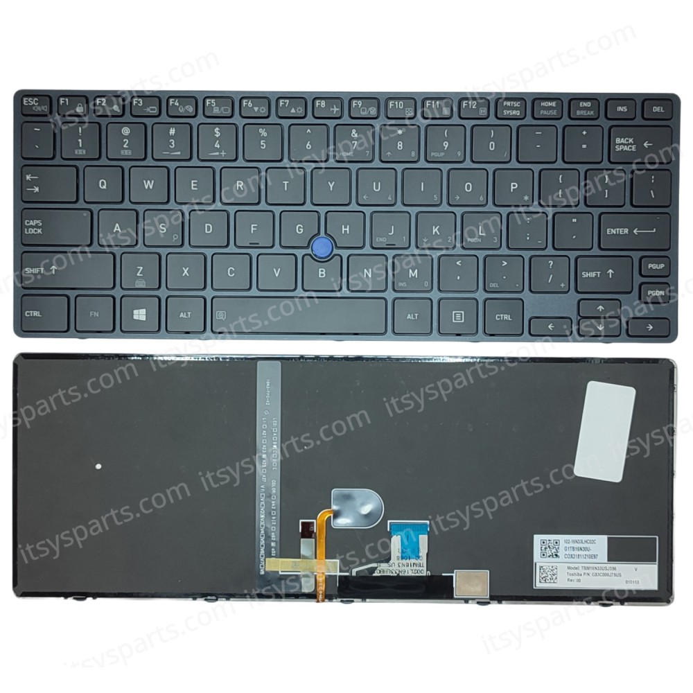 Laptop Keyboard - Keyboard for Toshiba Tecra X40-D series Portege X30-D series G83C000J95US TBM16N63USJ356 G83C000J75US TBM16N33USJ356 (SKU. 40692USBL)
