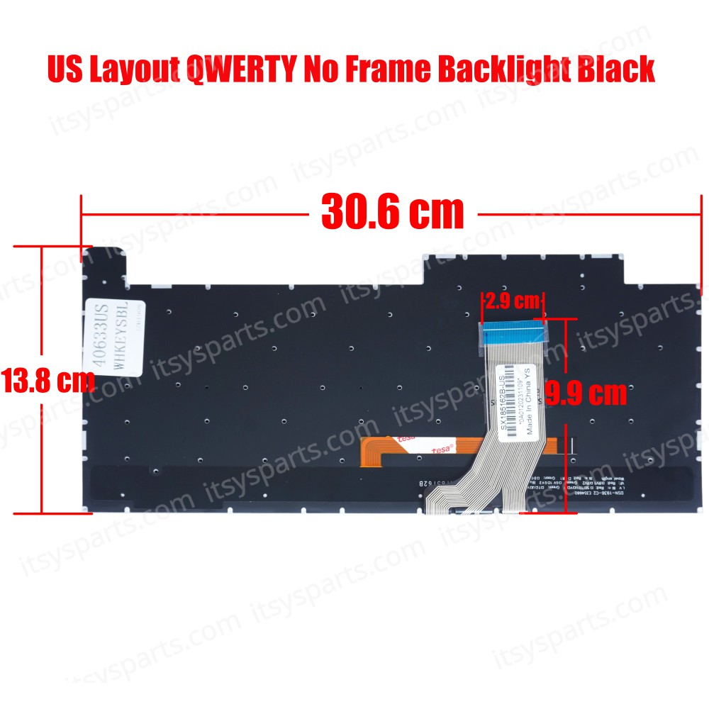 Laptop Keyboard for Asus G531G G531GT G531GV G531GW G531GU G531GD Series G512LI-BI7N10 Keyboard US version Backlit White keys V184262BS1 V184262BE1 OEM (SKU. 40633USWHKEYSBL)