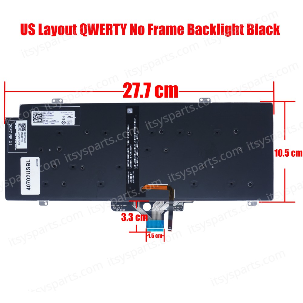 Laptop Keyboard for DELL Latitude 5420 7420 7520 CW3R5 0CW3R5 0G7FK7 PK1330S1B15 NSK-QXABC 0U 0KHHRV PK1330S1B20 (SKU. 40702USBL)