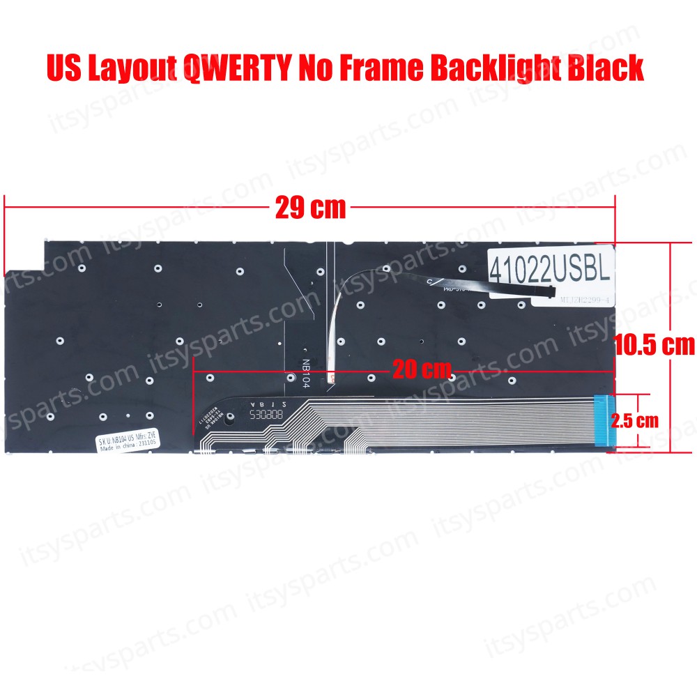 Laptop Keyboard για Dell Inspiron 13 5310 14 Pro 5410 5415 5418 PK7DT 0PK7DT US No Frame Backlight Black ( SKU. 41022USBL )