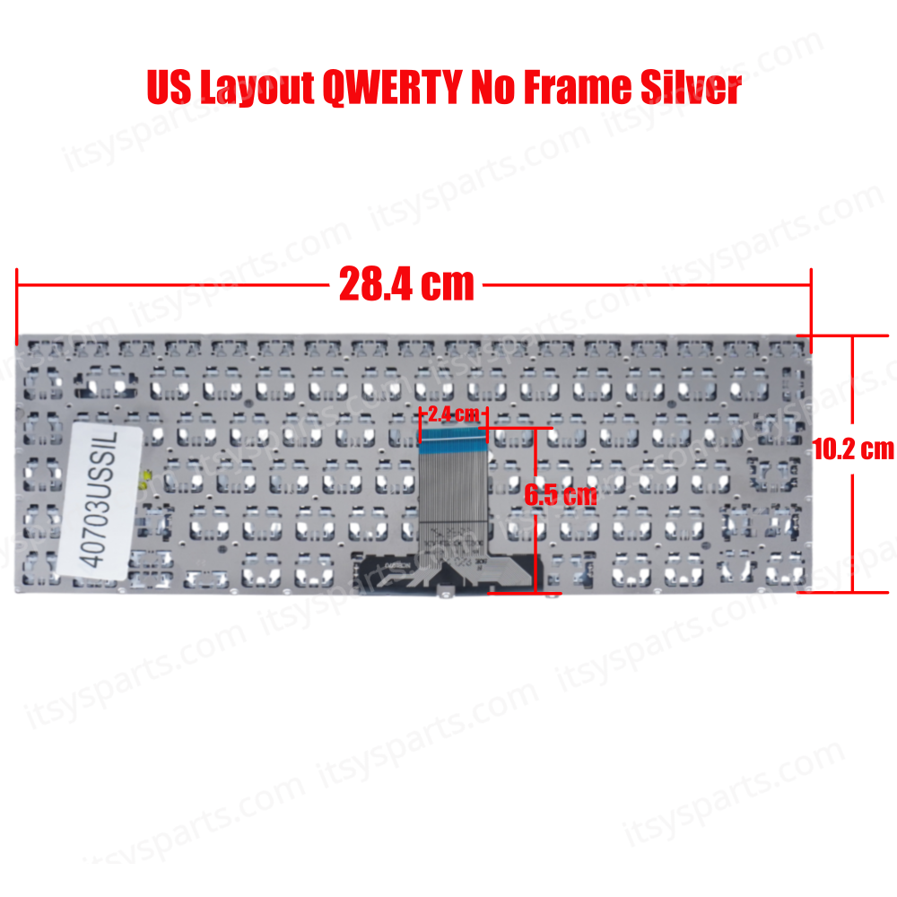 Laptop Keyboard for Asus Notebook E410M E410MA series E410MA-EB1267TS E410KA 4ABKWKRJN00 US No Frame Silver ( SKU.40703USSIL )