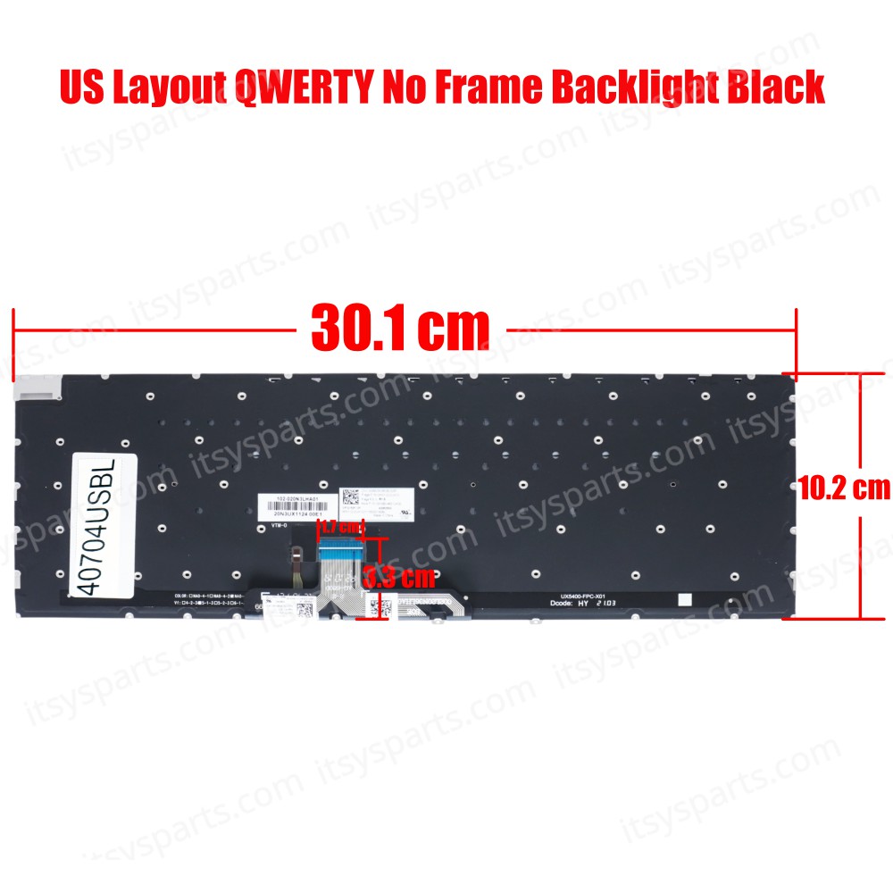 Laptop Keyboard for ASUS Zenbook 14X UX5400 UX5400ZF UX5400E UX5400EA UX5400EG UX5401EA-OLED-KN511T 4602GE00 DJ1TI12 0KN1-DJ2UK12 0KNB0-4601UK00 ASM20N3 (SKU. 40704USBL)