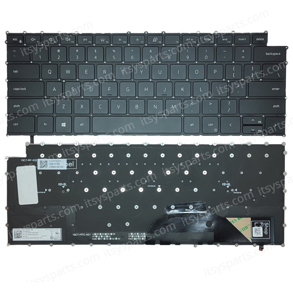 Laptop Keyboard for Dell XPS 15 9500 9510 9520 15.6 Inch XPS 17 9720 9700 9710 17.3 Inch US Layout 0MV93TUS No Frame Backlight Βlack ( SKU.40706USBL )
