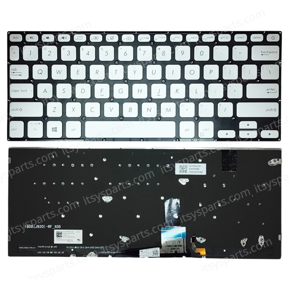 Laptop Keyboard for Asus VivoBook S430 X430U X430FN X430FA S435EA-EVO-WB711R AEXKLU01020 ASM18C83USJ9201 0KNB0-260AUS00 Silver Backlight (SKU,40710USSILBL)