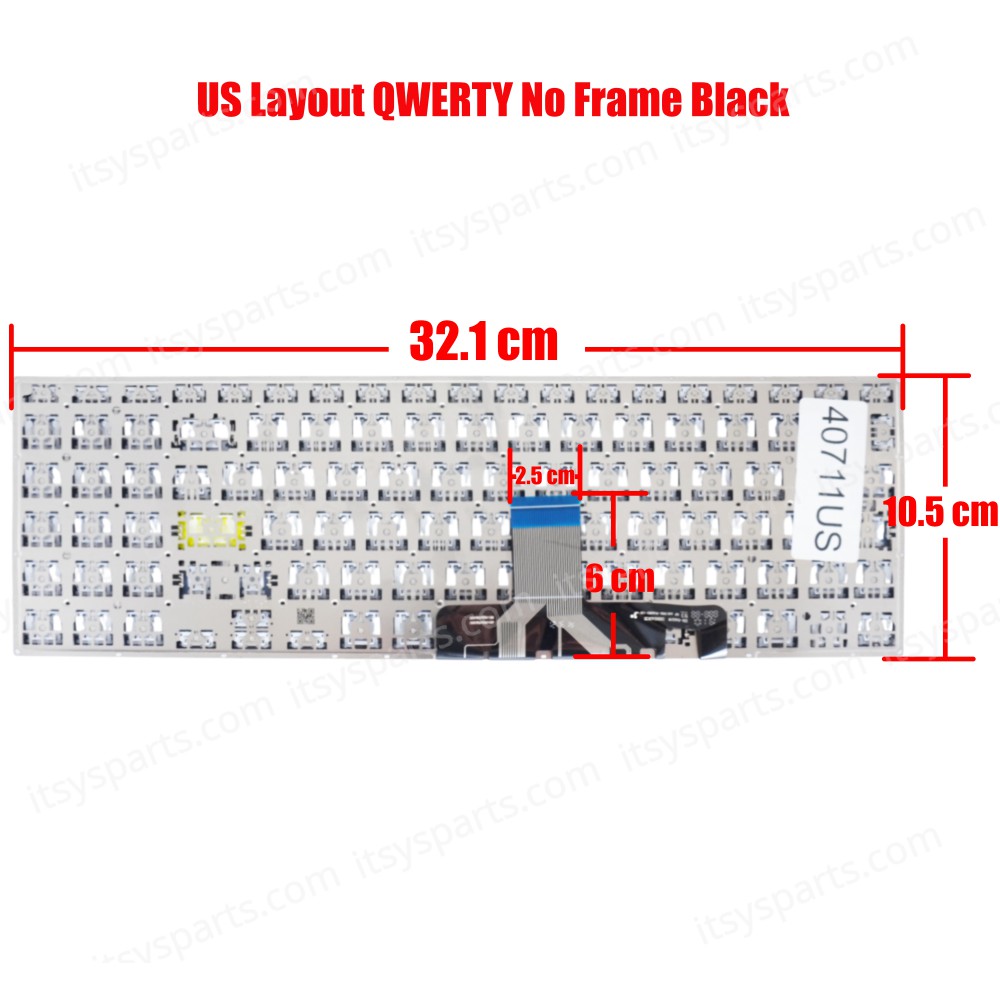 Laptop Keyboard for Asus Vivobook X521 X521EA EQ X521F X521FL X521UA X521IA NSK-W43PU 9Z.NHAPU.30U 0KNB0-5123UK00 0KN1-AU4UK13 US No Frame Black ( SKU. 40711US )
