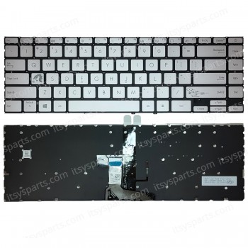 Keyboard Laptop - Keyboard for Asus ZenBook 14 UX425 UX425E UX425EA UX425IA UX425JA UX425UA UX425UG UX425QA UX425UAZ UX425EA-WB723R Silver Backlit OEM (Ref. 40724USSILBL)